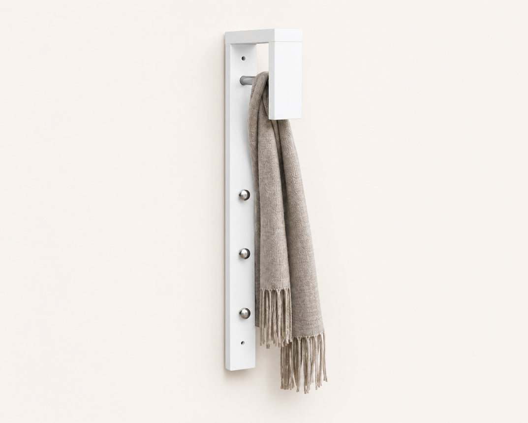 Perchero Blanco de MDF con 3 Ganchos y Barra, 25x70 cm - imagen 6