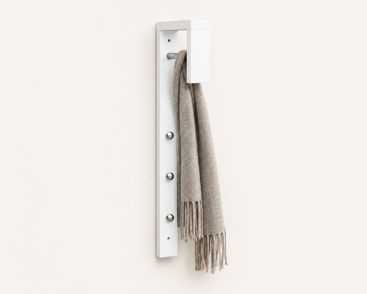 Perchero Blanco de MDF con 3 Ganchos y Barra, 25x70 cm - imagen 6