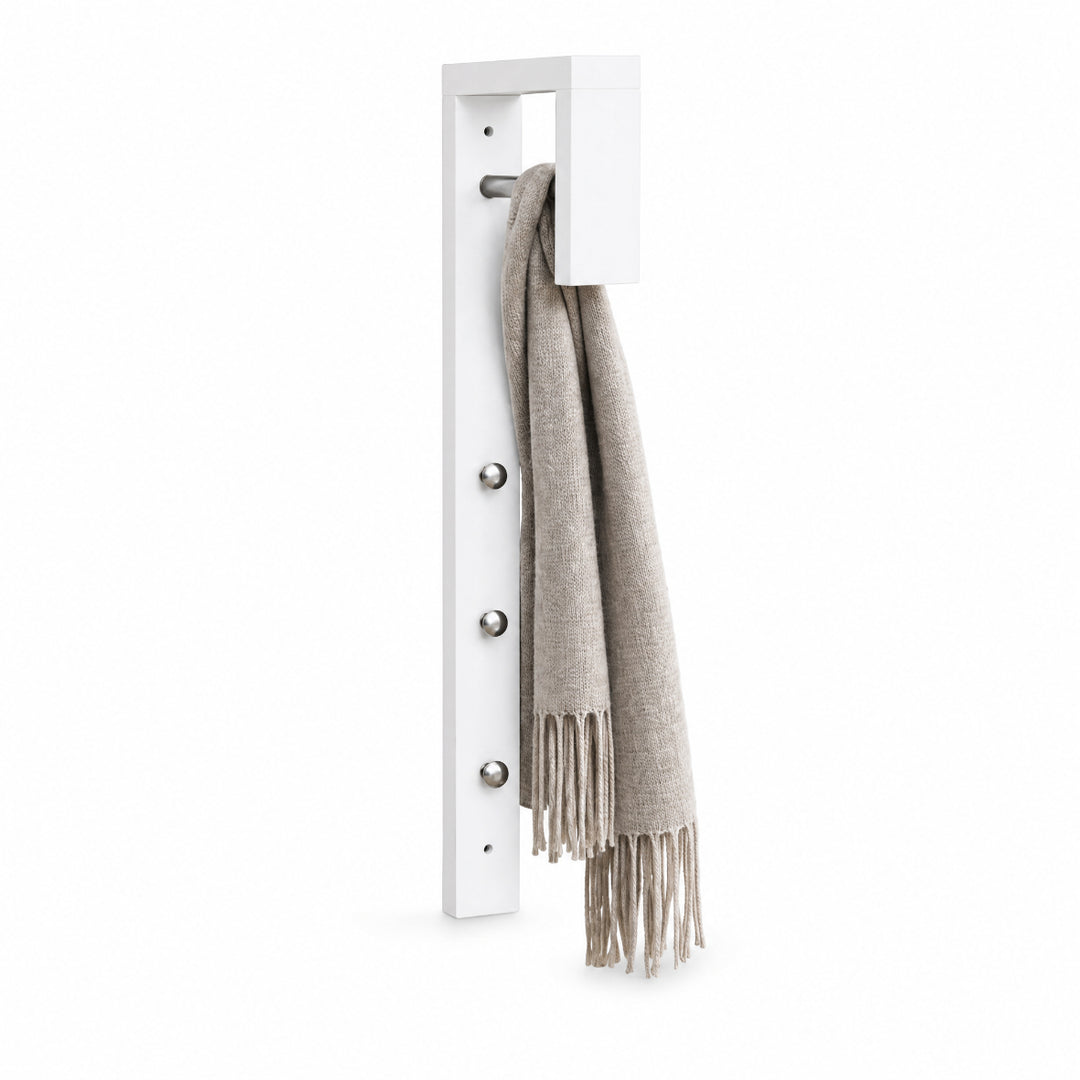 Perchero Blanco de MDF con 3 Ganchos y Barra, 25x70 cm - imagen 9