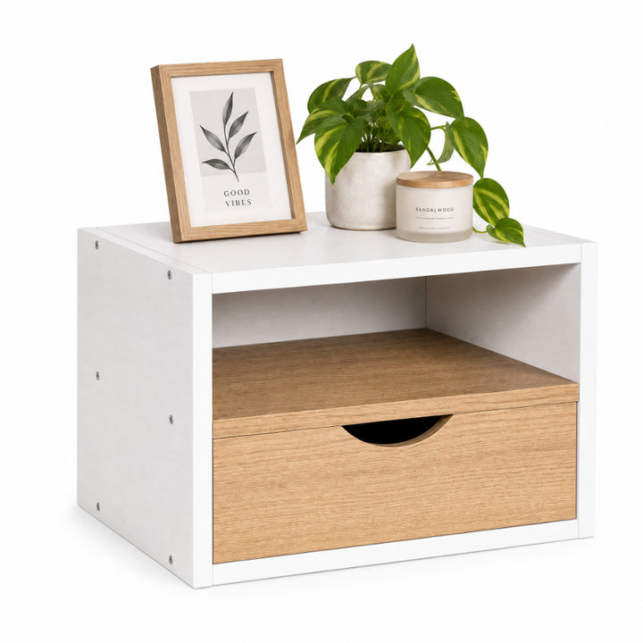 Estante de Pared con Cajón Blanco y Roble MDF 36x30cm - imagen 9
