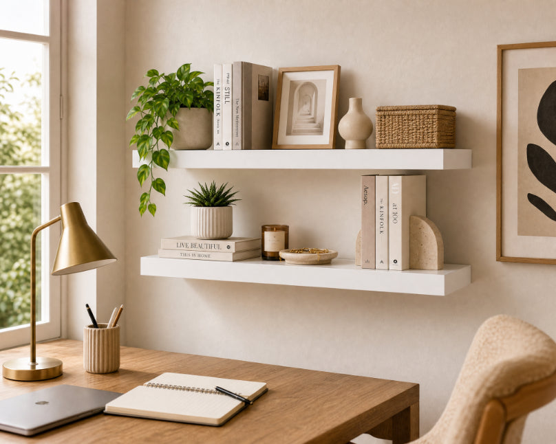 Set de 2 Estantes Flotantes MDF Blanco 60 cm - Decoración y Funcionalidad - imagen 2