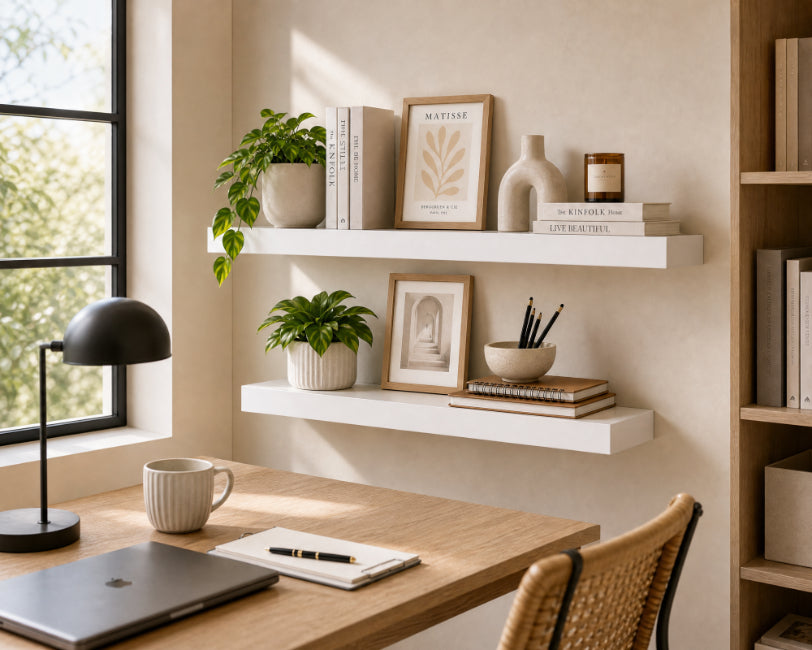 Set de 2 Estantes Flotantes MDF Blanco 60 cm - Decoración y Funcionalidad - imagen 3