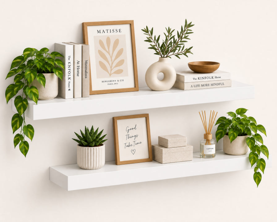 Set de 2 Estantes Flotantes MDF Blanco 60 cm - Decoración y Funcionalidad - imagen 6