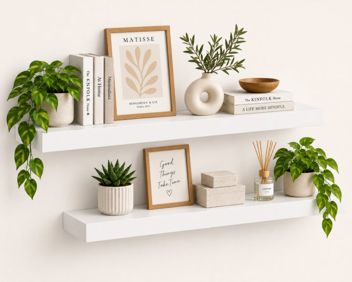 Set de 2 Estantes Flotantes MDF Blanco 60 cm - Decoración y Funcionalidad - imagen 6