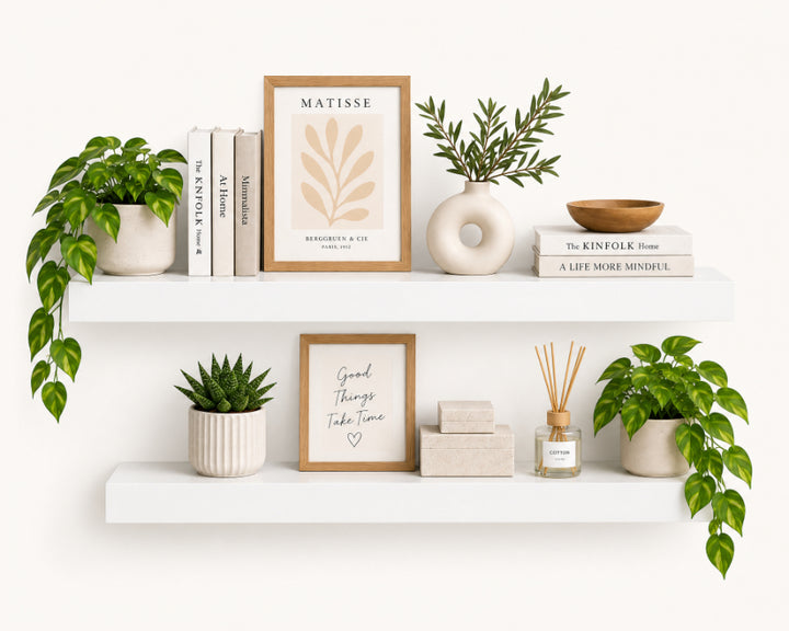 Set de 2 Estantes Flotantes MDF Blanco 60 cm - Decoración y Funcionalidad - imagen 7