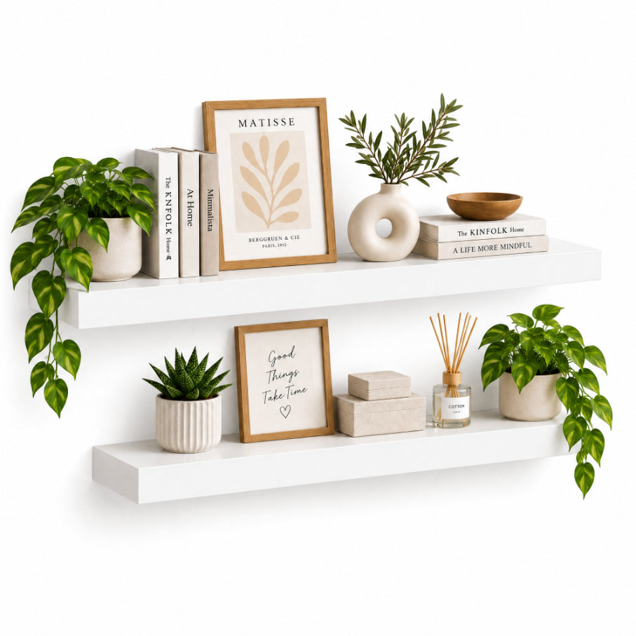 Set de 2 Estantes Flotantes MDF Blanco 60 cm - Decoración y Funcionalidad - imagen 9