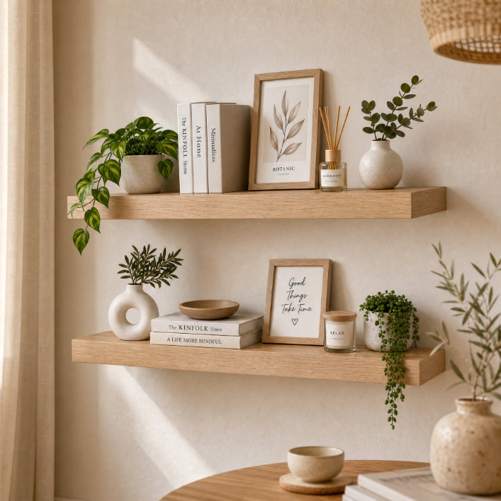 Set de 2 Estantes Flotantes MDF Roble 60 cm - Decoración y Funcionalidad - imagen 1