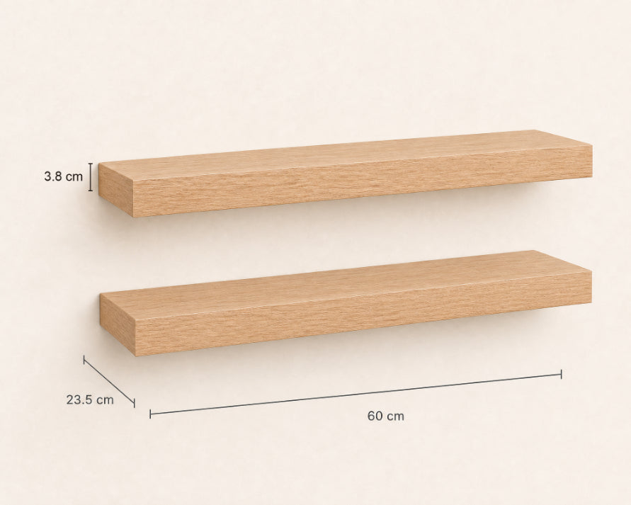 Set de 2 Estantes Flotantes MDF Roble 60 cm - Decoración y Funcionalidad - imagen 5