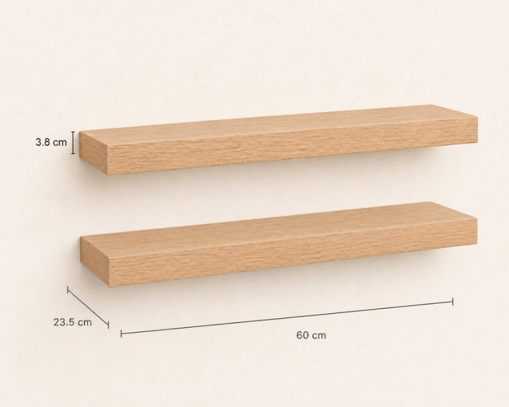 Set de 2 Estantes Flotantes MDF Roble 60 cm - Decoración y Funcionalidad - imagen 5