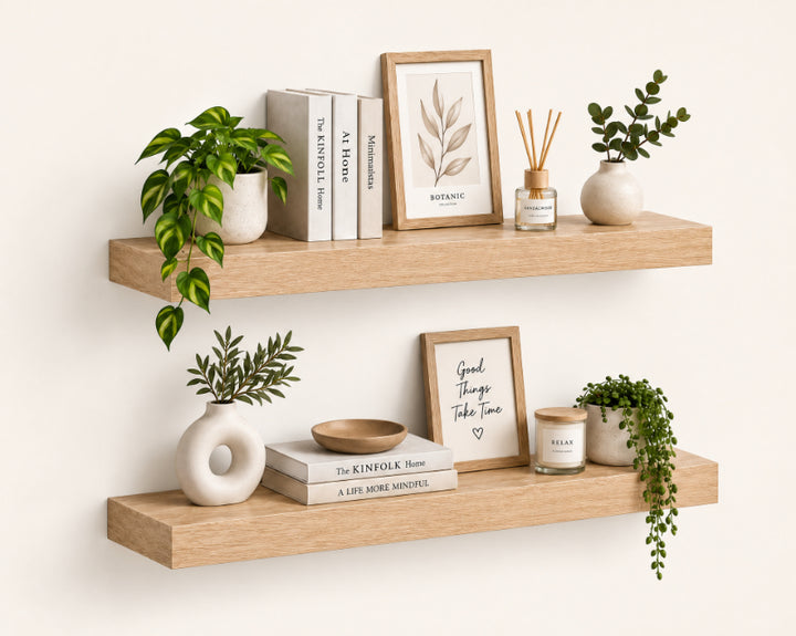 Set de 2 Estantes Flotantes MDF Roble 60 cm - Decoración y Funcionalidad - imagen 6