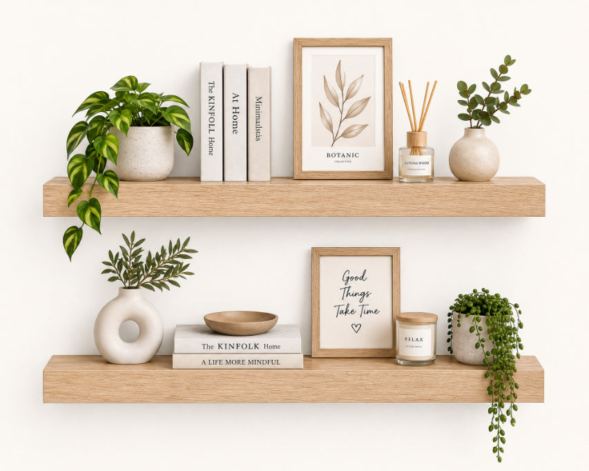 Set de 2 Estantes Flotantes MDF Roble 60 cm - Decoración y Funcionalidad - imagen 7
