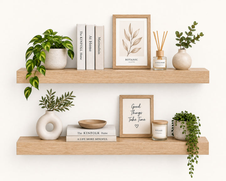 Set de 2 Estantes Flotantes MDF Roble 60 cm - Decoración y Funcionalidad - imagen 7
