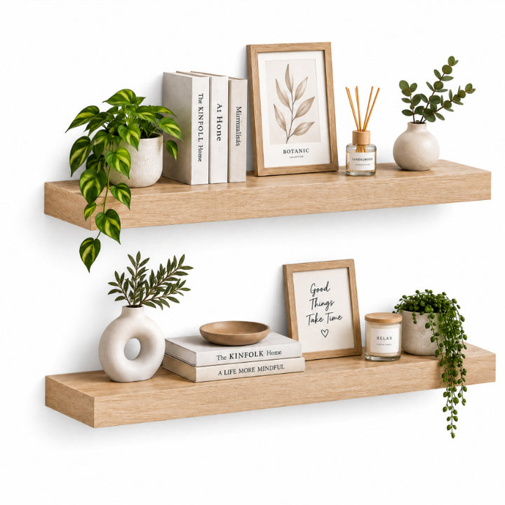 Set de 2 Estantes Flotantes MDF Roble 60 cm - Decoración y Funcionalidad - imagen 9