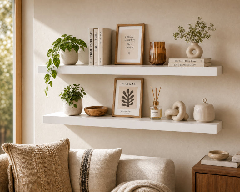 Set de 2 Estantes Flotantes Blancos de MDF 80 cm - Decorativos y Minimalistas - imagen 2