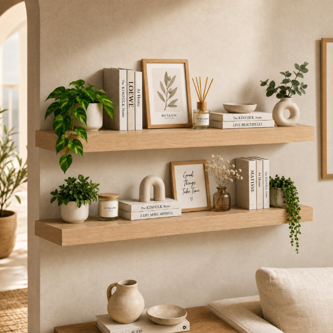 Set de 2 Estantes Flotantes color Roble de MDF 80 cm - Decorativos y Minimalistas - imagen 1