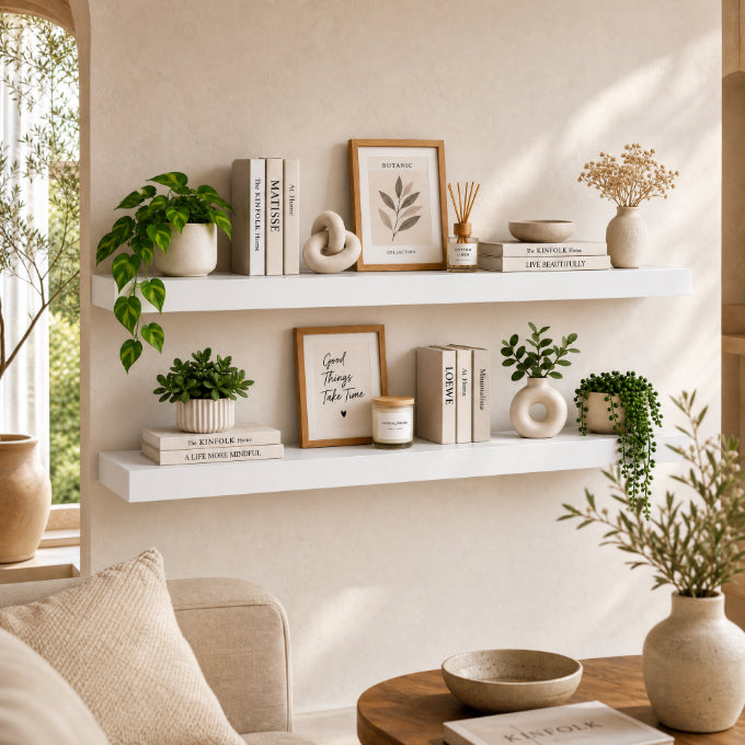Set de 2 Estantes Flotantes Blancos de MDF 100 cm - Decorativos y Minimalistas - imagen 1