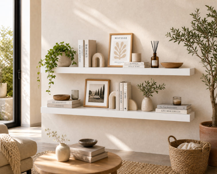 Set de 2 Estantes Flotantes Blancos de MDF 120 cm - Decorativos y Minimalistas - imagen 2