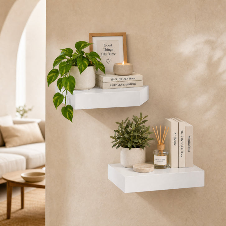 Set de 2 Estantes Flotantes Cuadrados Blancos de MDF 25x25 cm - Decorativos y Minimalistas - imagen 1