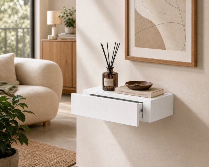 Cajonera Flotante Blanca de MDF para Decoración de Pared - imagen 4