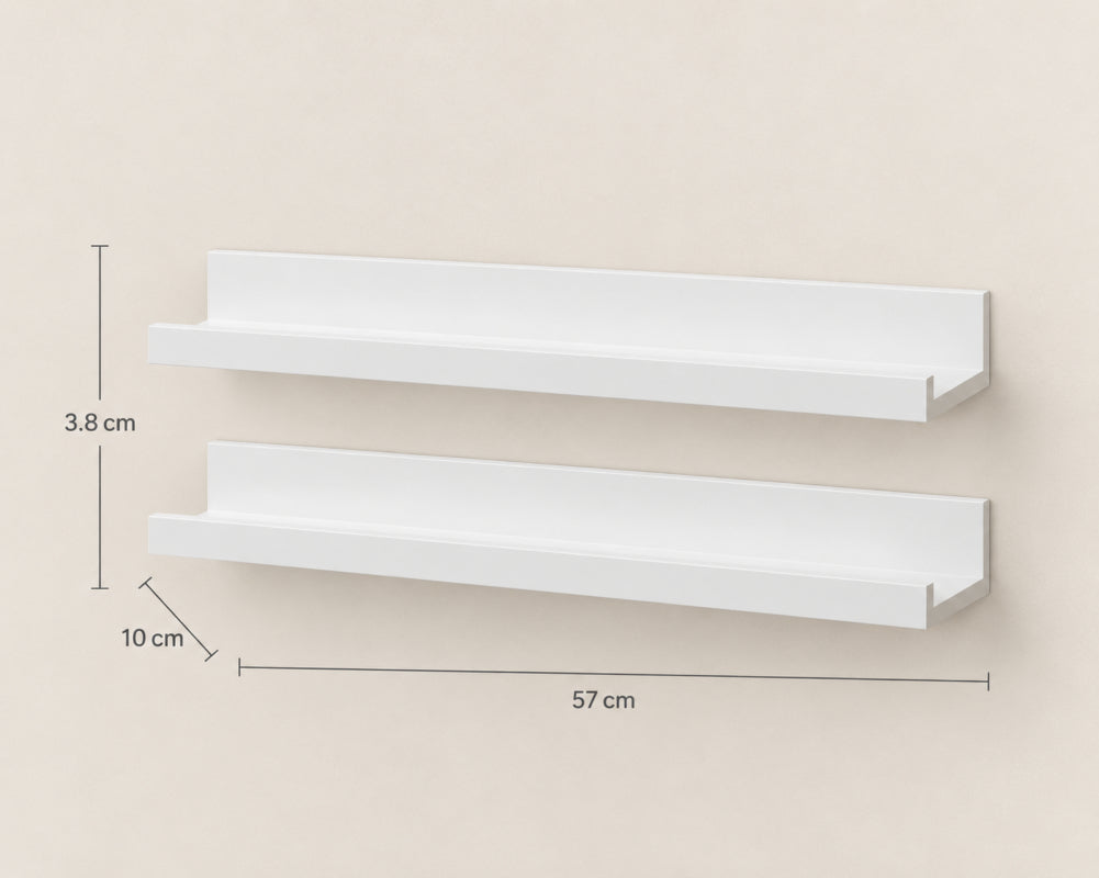 Set de 2 Estantes Flotantes Portafotos Blancos de MDF 57 cm - Repisas Decorativas de Pared - imagen 5