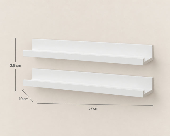 Set de 2 Estantes Flotantes Portafotos Blancos de MDF 57 cm - Repisas Decorativas de Pared - imagen 5