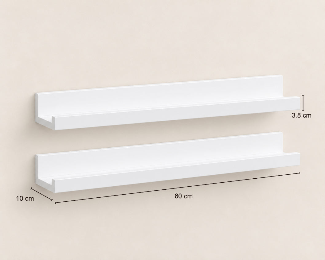 Set de 2 Estantes Flotantes Portafotos Blancos de MDF 80 cm - Repisas Decorativas de Pared - imagen 5