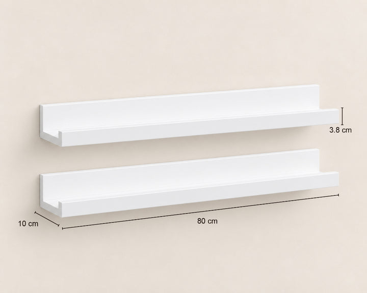 Set de 2 Estantes Flotantes Portafotos Blancos de MDF 80 cm - Repisas Decorativas de Pared - imagen 5