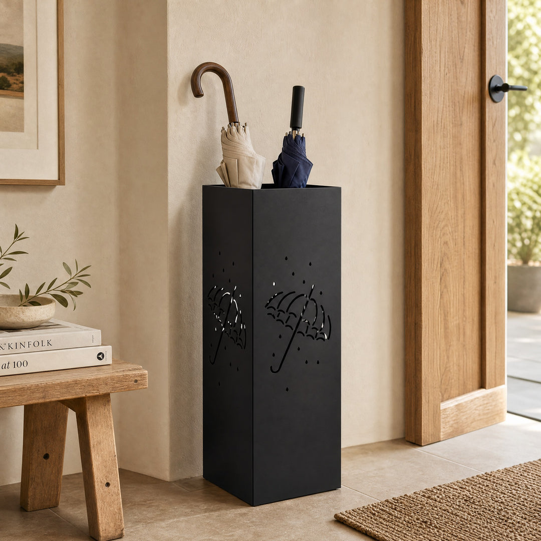 Paragüero Metálico Negro con Diseño Perforado - imagen 1