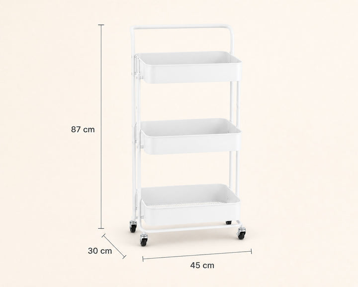 Carro Auxiliar Plegable 3 Bandejas Metal Blanco 87cm - imagen 5