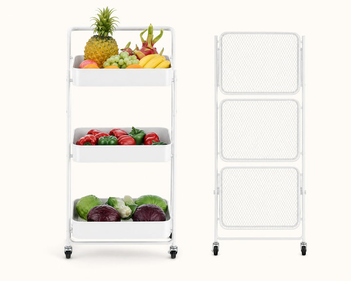 Carro Auxiliar Plegable 3 Bandejas Metal Blanco 87cm - imagen 7