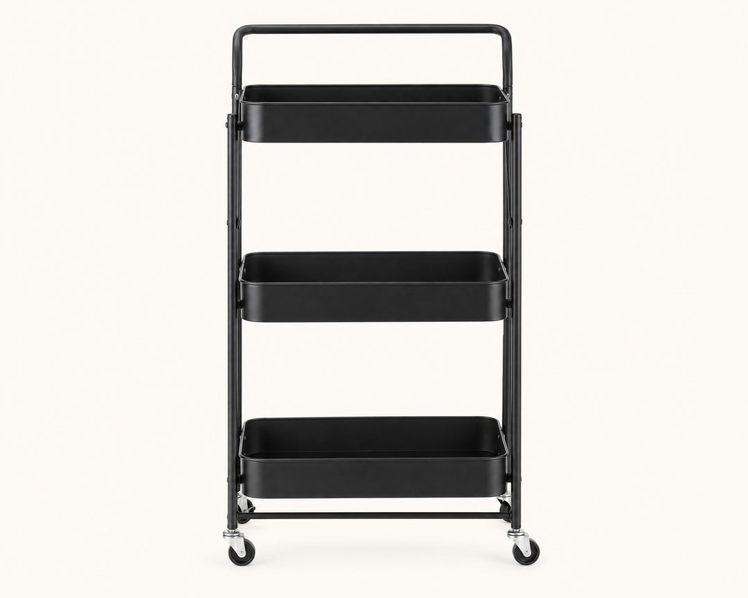 Carro Auxiliar Metal Negro con 3 Bandejas Plegables - imagen 7