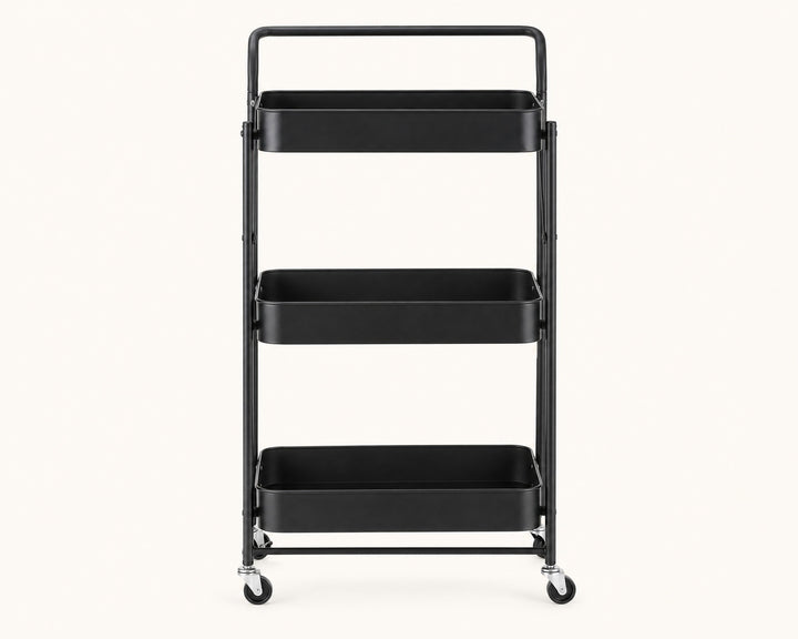 Carro Auxiliar Metal Negro con 3 Bandejas Plegables - imagen 7