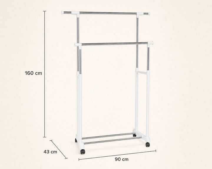 Perchero Doble Extensible 5 Perchas Ropa Metal Blanco - imagen 5