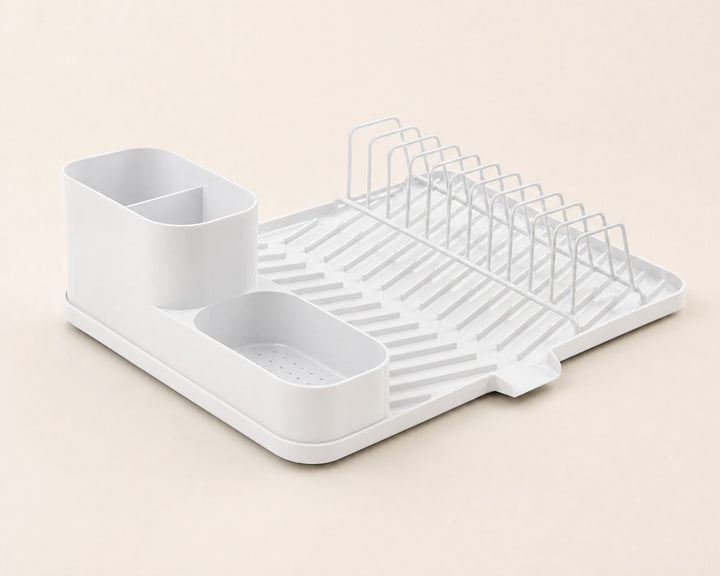 Escurreplatos Blanco con Desagüe y Cubertero Metálico - imagen 6