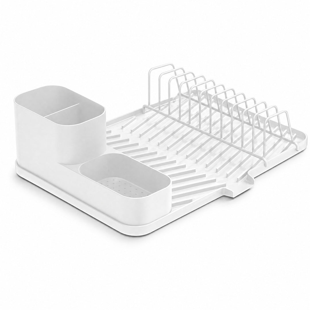Escurreplatos Blanco con Desagüe y Cubertero Metálico - imagen 9