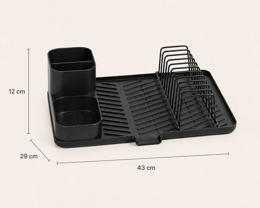 Escurreplatos Negro de Metal con Desagüe y Cubertero Integrado - imagen 5
