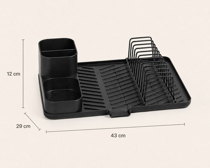 Escurreplatos Negro de Metal con Desagüe y Cubertero Integrado - imagen 5