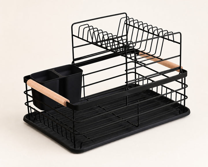 Escurreplatos de Metal Negro con Dos Alturas y Cubertero - imagen 6
