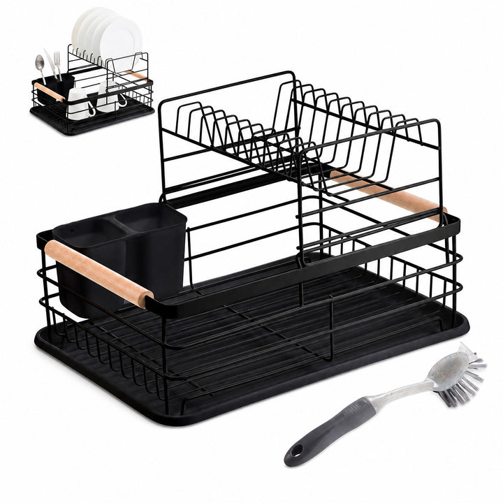 Escurreplatos de Metal Negro con Dos Alturas y Cubertero - imagen 9