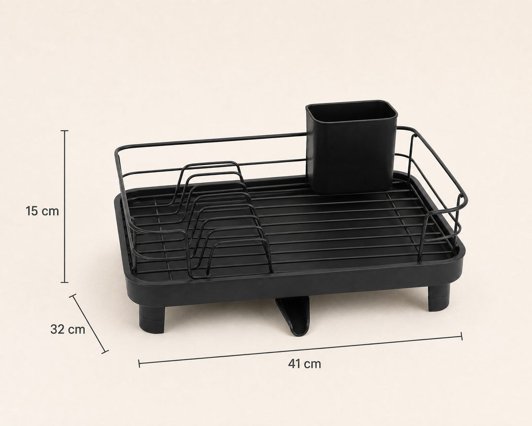 Escurreplatos Negro con Desagüe y Cubertero Metálico - imagen 5
